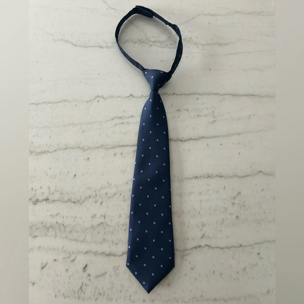 Gymboree Navy Blue Tie with Purple Polka Dots